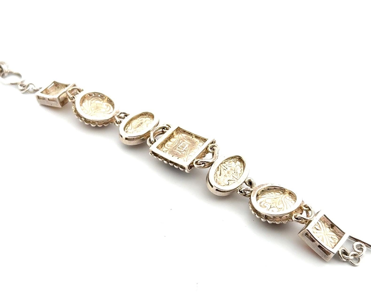 7” 925 Sterling Silver Whitney Kelly Yellow Stones Toggle Clasp Bracelet 54g - Image 6