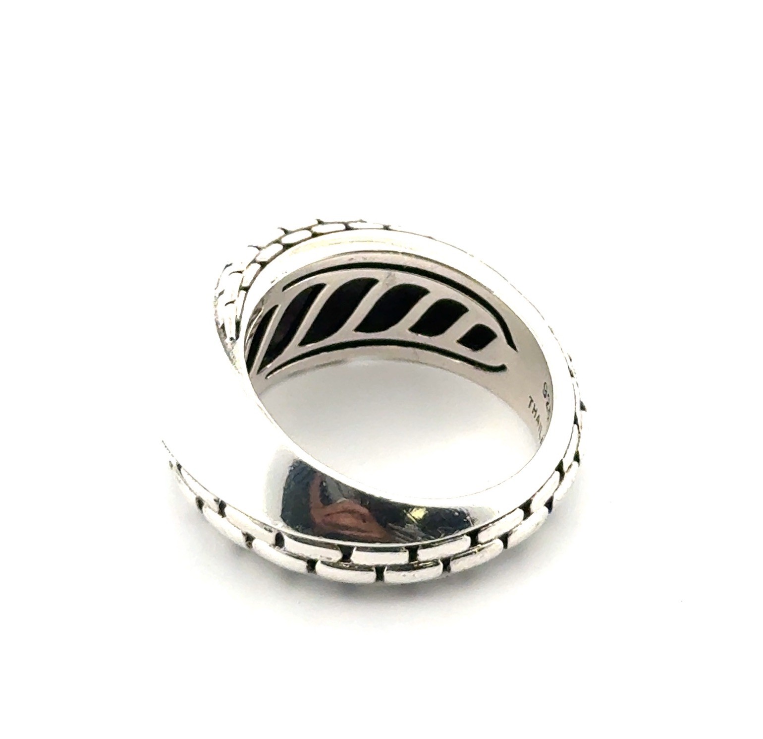 Size: 10 JAI Thailand 925 Sterling Silver Textured Polished Swirl Ring 11.9g - Image 6