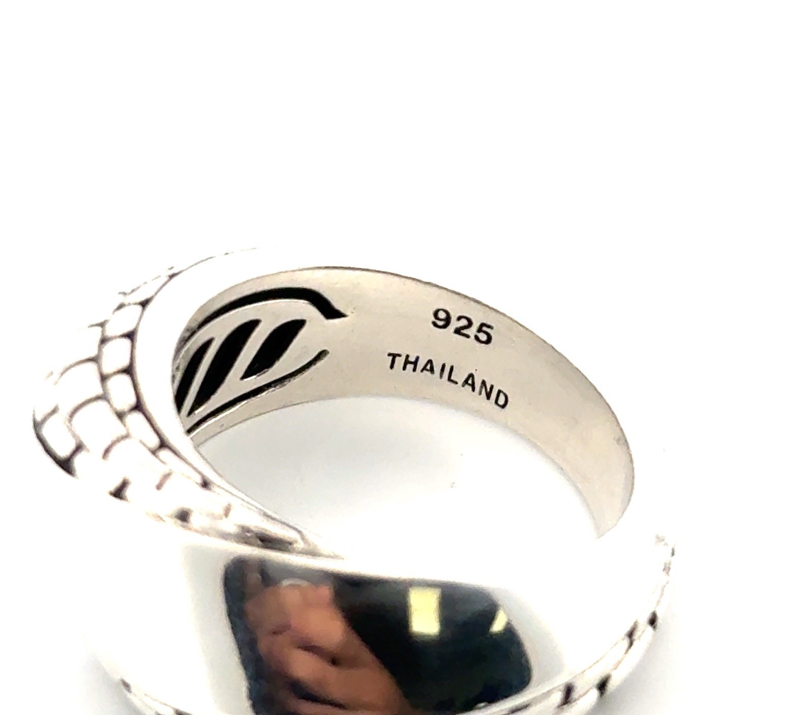 Size: 10 JAI Thailand 925 Sterling Silver Textured Polished Swirl Ring 11.9g - Image 7