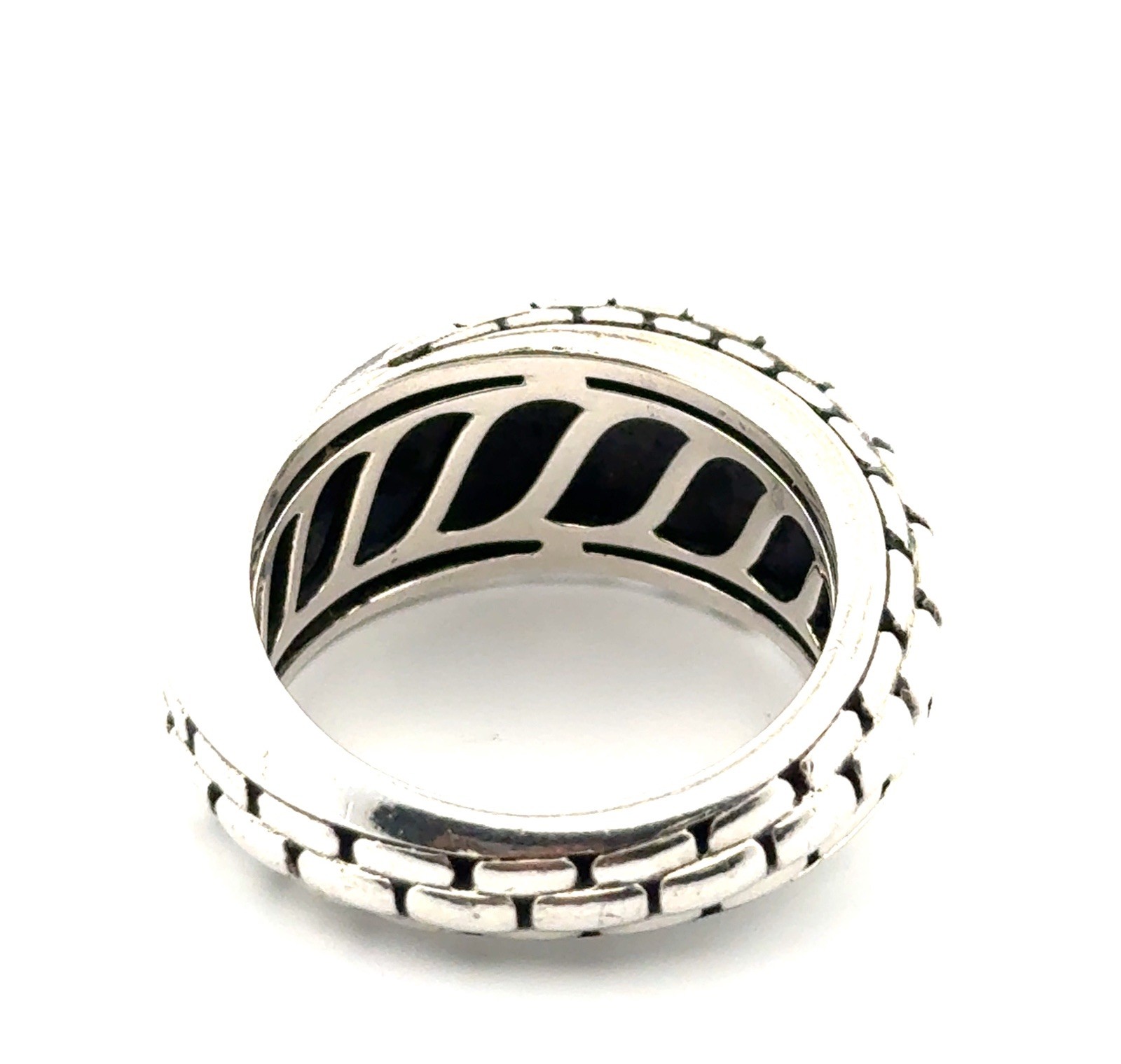 Size: 10 JAI Thailand 925 Sterling Silver Textured Polished Swirl Ring 11.9g - Image 8