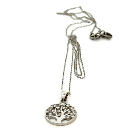 18” .925 Sterling Silver CZ Tree Of Life Pendant, 1.3g